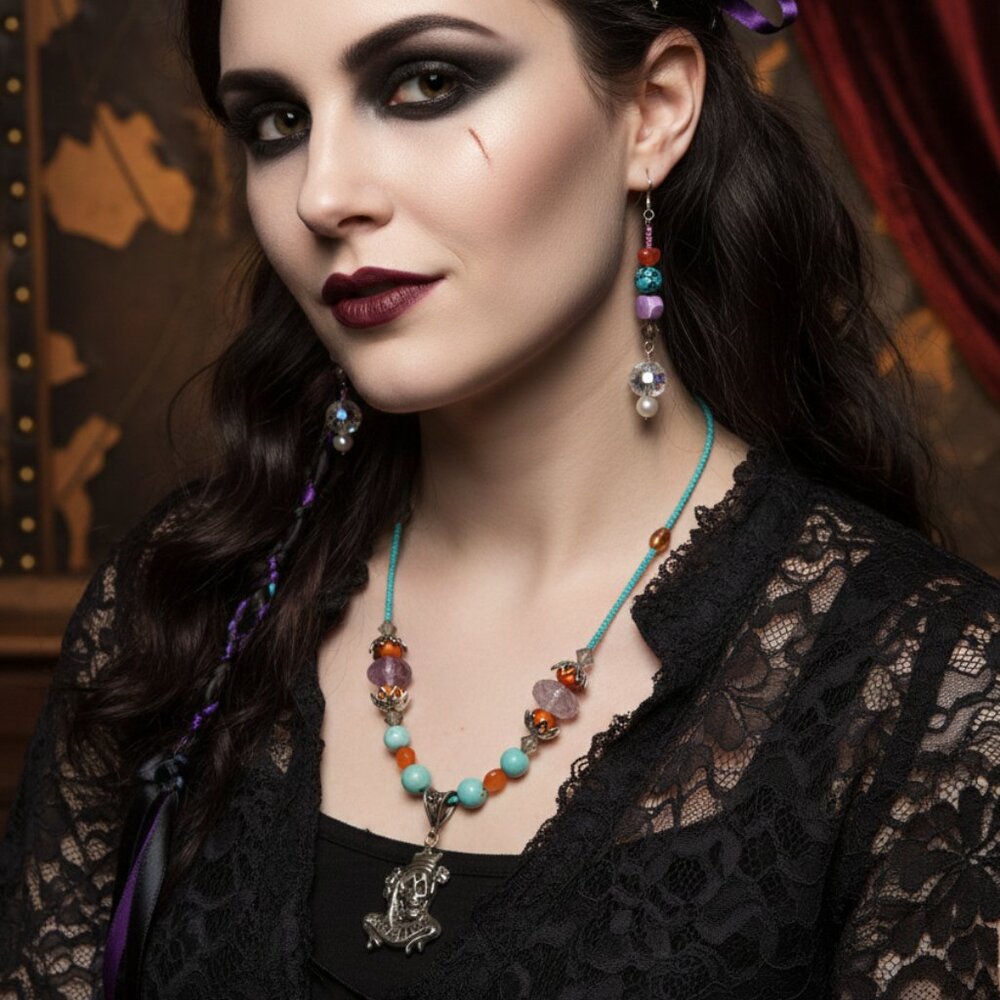 💀 Turquoise Amethyst Carnelian Skull Jewelry Set 💀